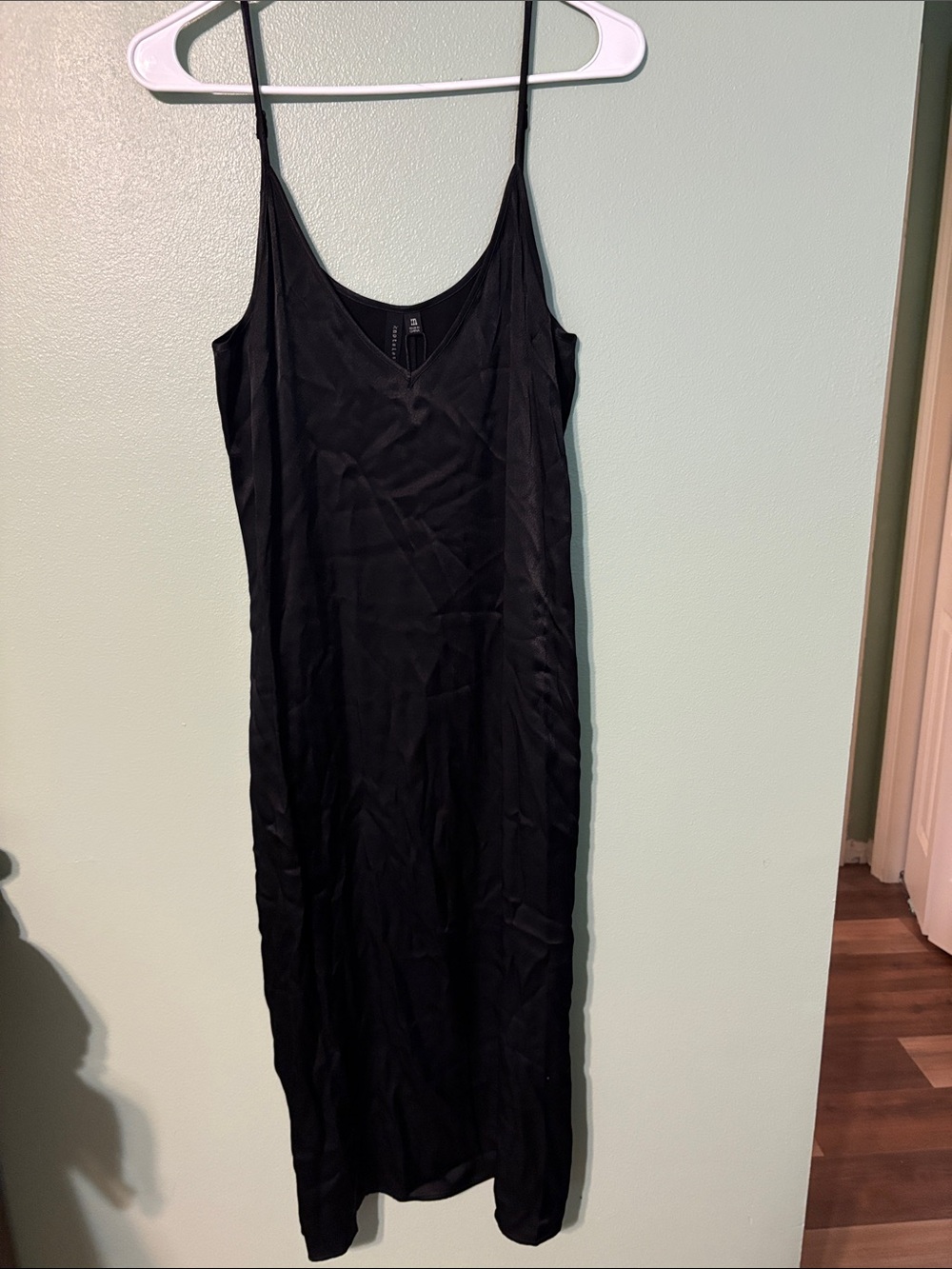 knot sisters Black Maxi Slip Dress with Spaghetti Straps